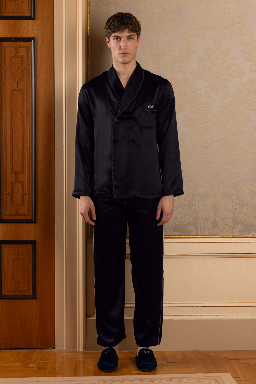 Men Diamanti Pajama Shirt (Black)