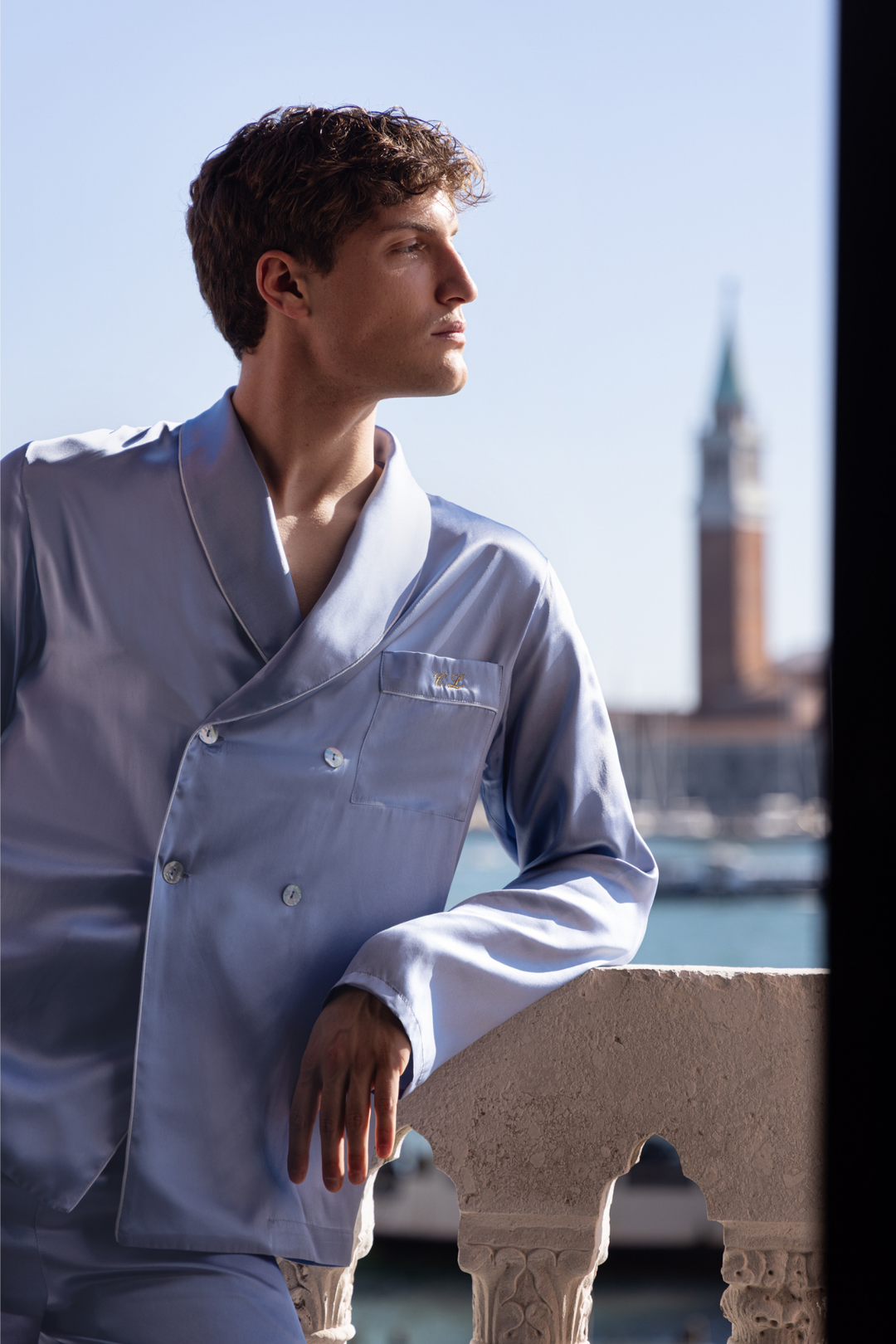 Men Diamanti Pajama Set (Light Blue)