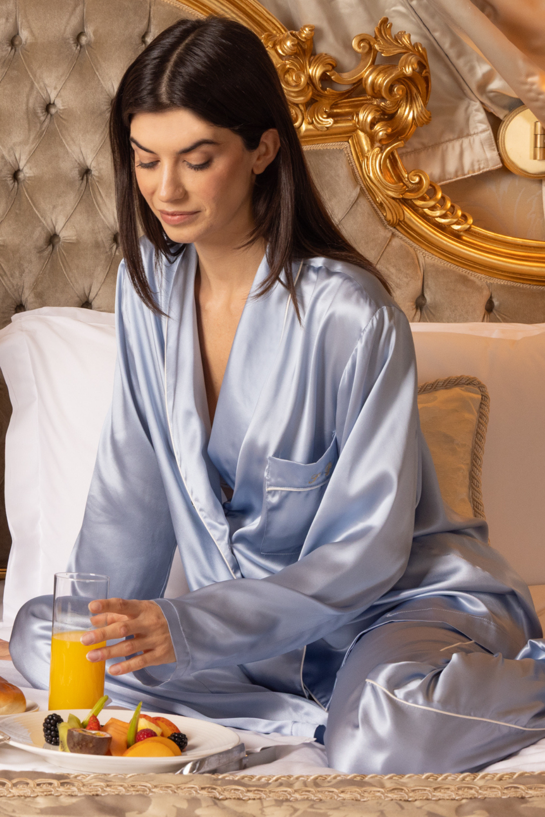 Women Diamanti Pajama Trousers (Light Blue)