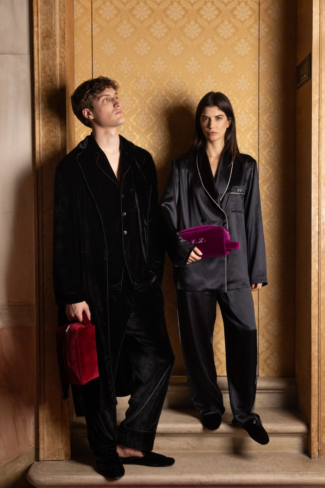 Women Diamanti Pajama Set (Black)